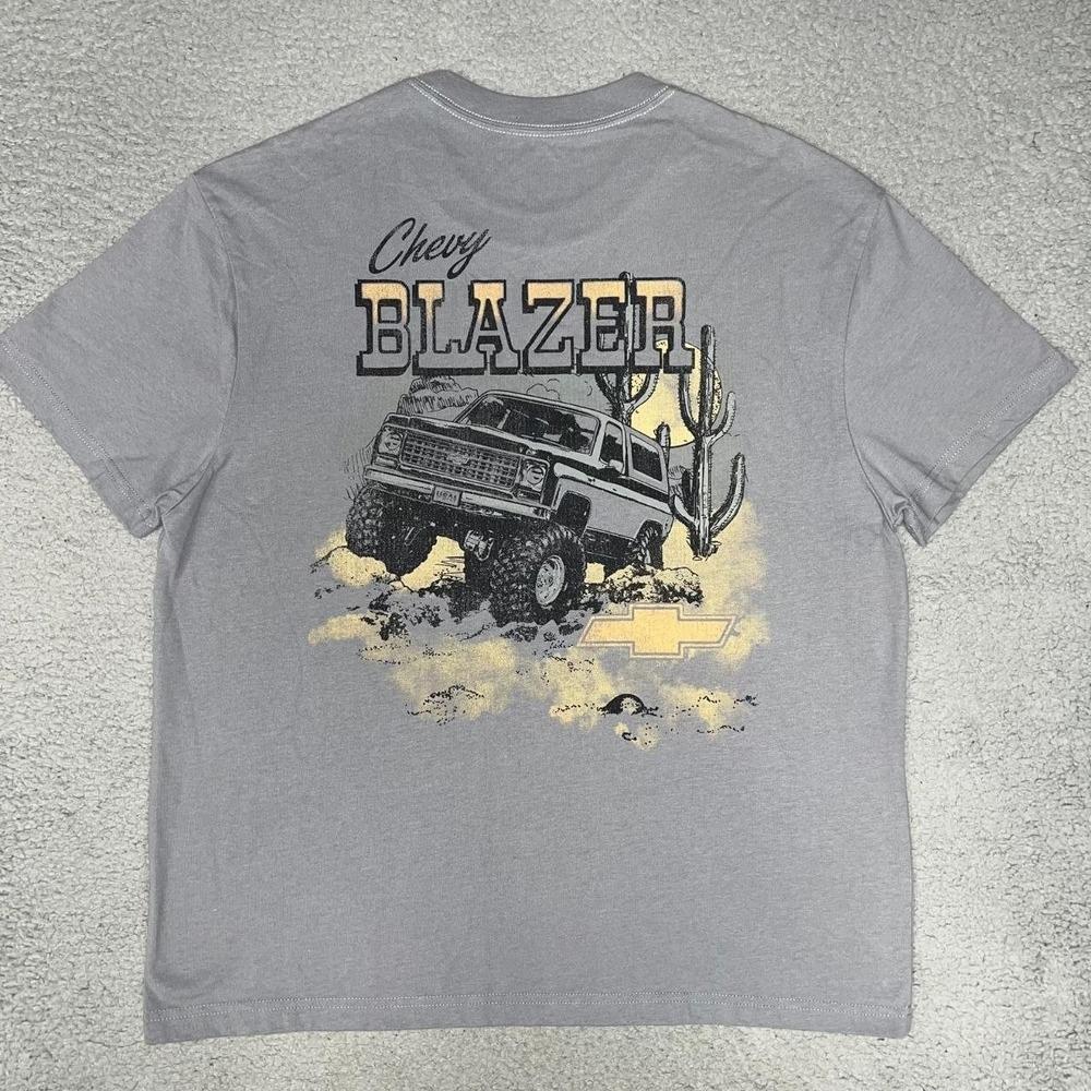 General Motors GM Chevy Big Blazer T Shirt Men's Size XL Gray Cactus 2-Sided Tee